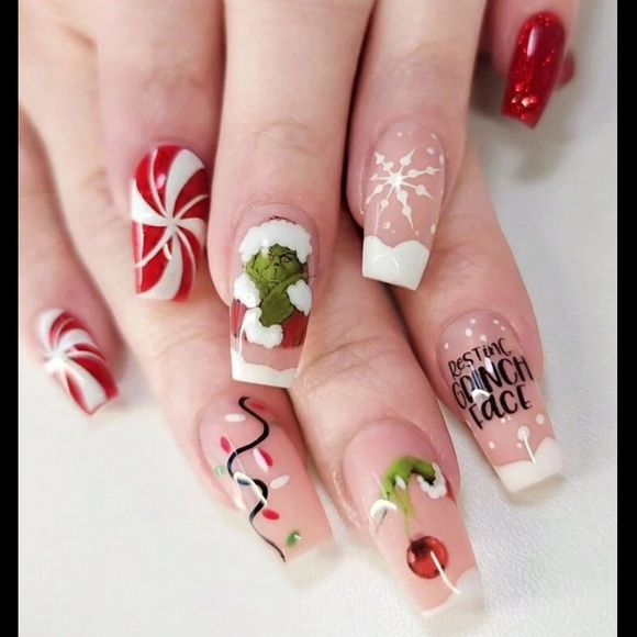 Christmas Grinch Press On Nails - Picture 2 of 9
